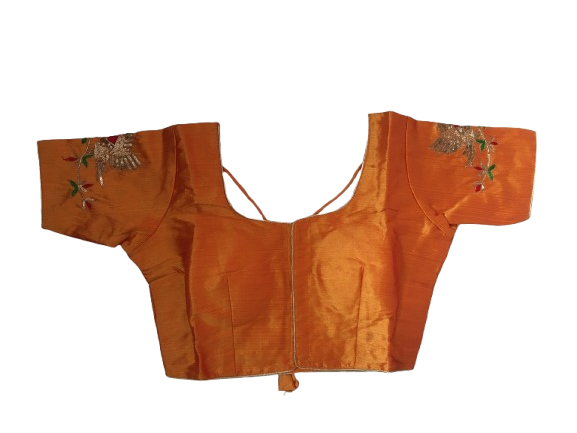 Raw Silk Orange Designer Blouse 57